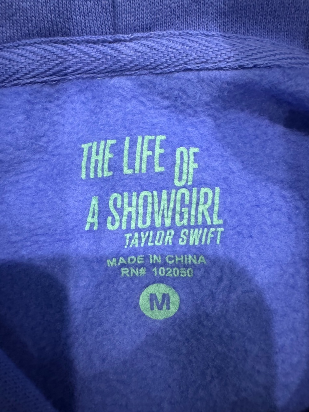 Taylor Swift "The Life of a Showgirl" Violet Blue Hoodie size Medium NEW - Picture 5 of 8